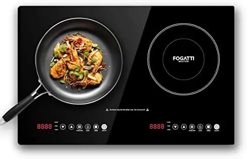 

Cooktop, Double Induction Cooktop 1800 Watt with Load Smart 2 Burners, Touch Sensors, Anti-shake, Pan Detection, 4-hour Timer, A