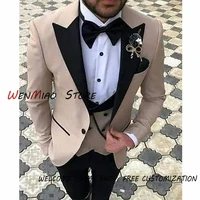 3 piece mens suit wedding groom tuxedo point lapel formal blazer pants vest dinner prom jacket set conjuntos de chaqueta