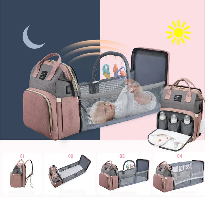 

Bfoldable Baby Crib Backpack Infant Diaper Bag Multi-function Mummy Large Capacity Bag Outdoor Travel Baby Care Product