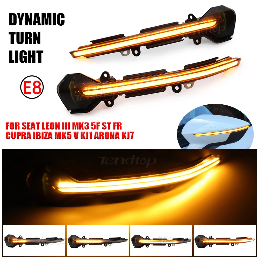 

For Seat Leon III Mk3 5F ST FR Cupra Arona KJ7 Dynamic LED Flashing Turn Signal Light Side Mirror Lamp Car Tuning Indicator