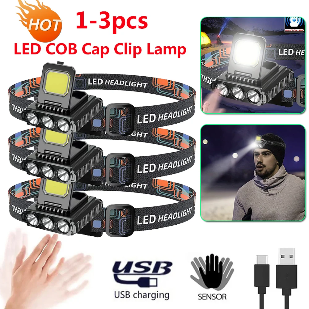 

Фонарь с датчиком освещенности, регулируемый головной фонарь для кемпинга, работает от USB, 4 режима освещения