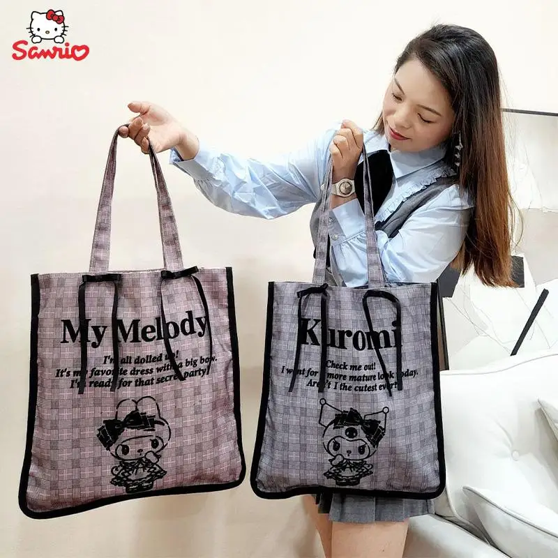 

Kawaii Anime Sanrio My Melody Kuromi Shoulder Bag Cartoon Embroidery Handbag Large Capacity Tote Bag Girls Birthday Gift