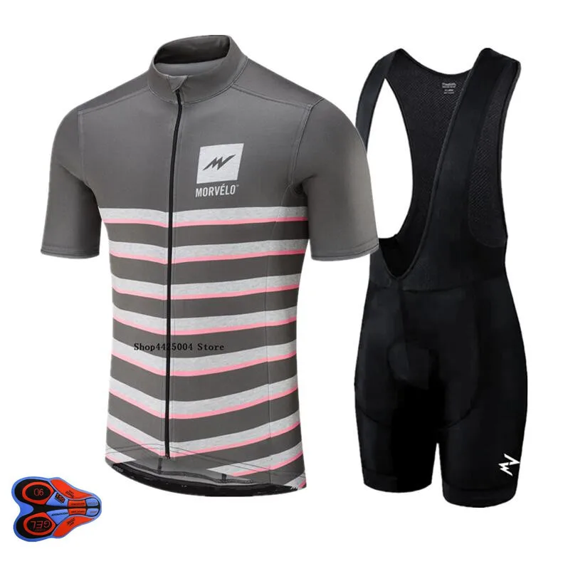 

2021 Men Team morvelo short sleeve Cycling jersey Set bib shorts ropa ciclismo bicycle clothing MTB jersey quick dry clothes