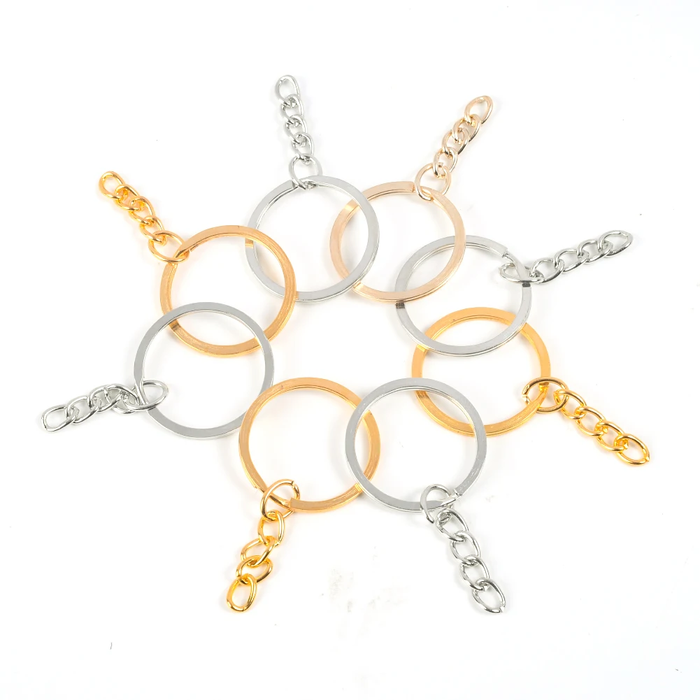 

5pcs/lot Key Chain Key Ring keychain Gold Rhodium KC Gold 28mm Long Round Split Keyrings Keychain DIY Jewelry Making Wholesale
