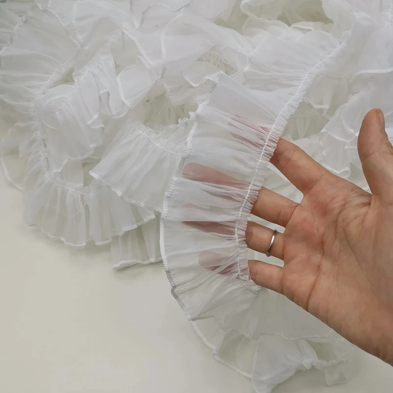 

5cm Wide Pleated Tulle Lace Trim for Women Party Wedding Dress Fringe Bridal Fabric Handmade DIY Sewing Accessories
