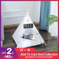 cute cat bed calming cat house portable teepee thick cushion available for gatto supplies puppy dog house luxury pet tent house