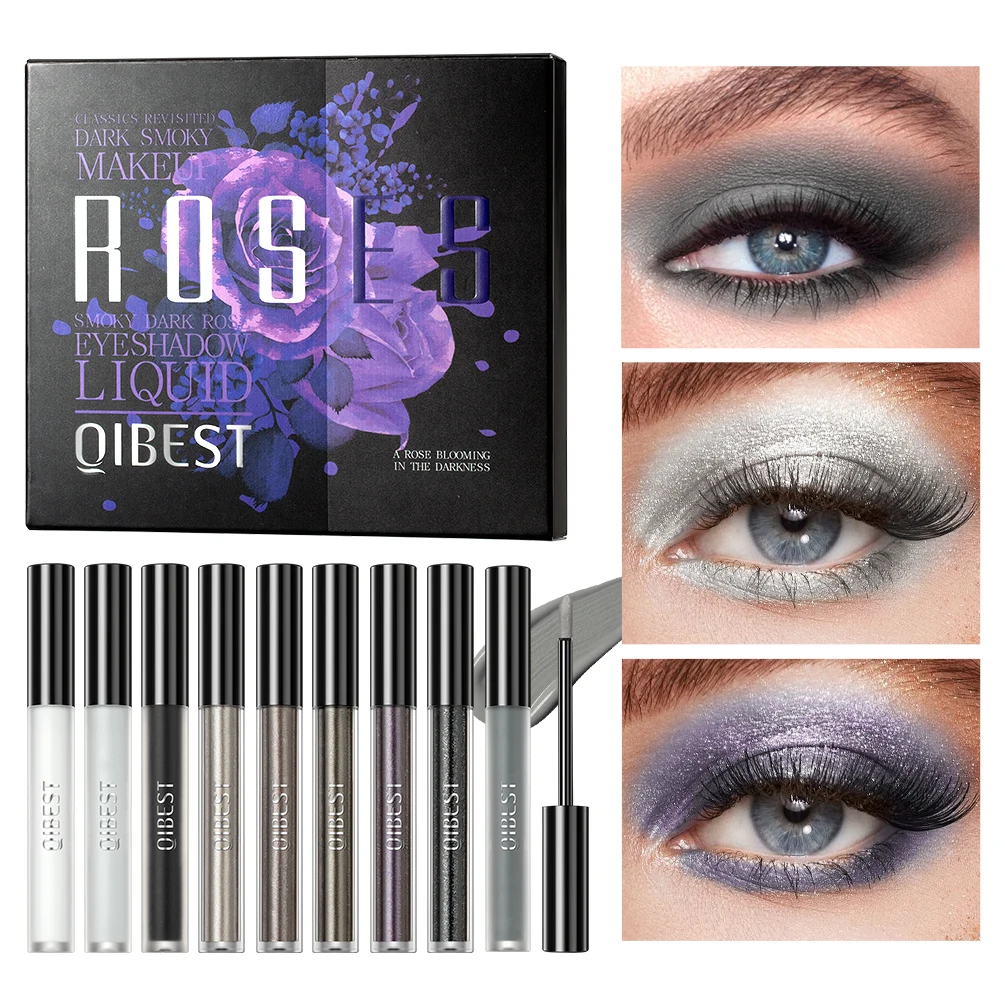 

QIBEST Pearlescent Liquid Eyeshadow Matte Eye Shadow Set 9 Color Long Lasting Glitter Shimmer Eyes Makeup Tools For Beauty Women