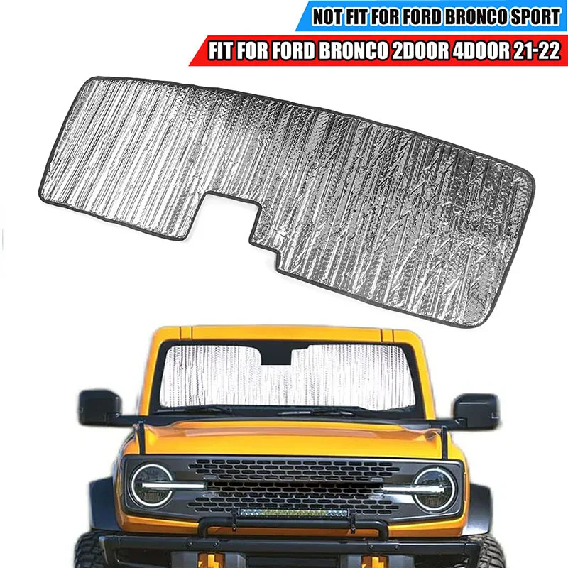 

Rhyming Fit For Ford Bronco 2021 2022 2/4 Door Windshield Sunshade UV Reflector Foldable Sun Protection Car Accessories