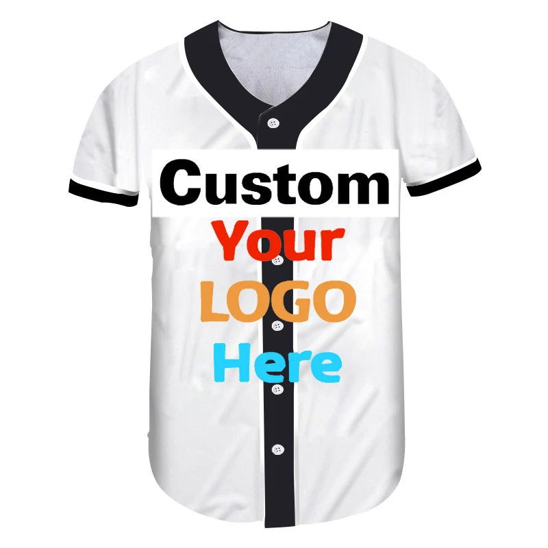 

DIY Baseball Shirt Customize Your Name Number 3D Printed Button T-Shirt Summer Short Sleeve Baseball Shirt Men's Cardigan