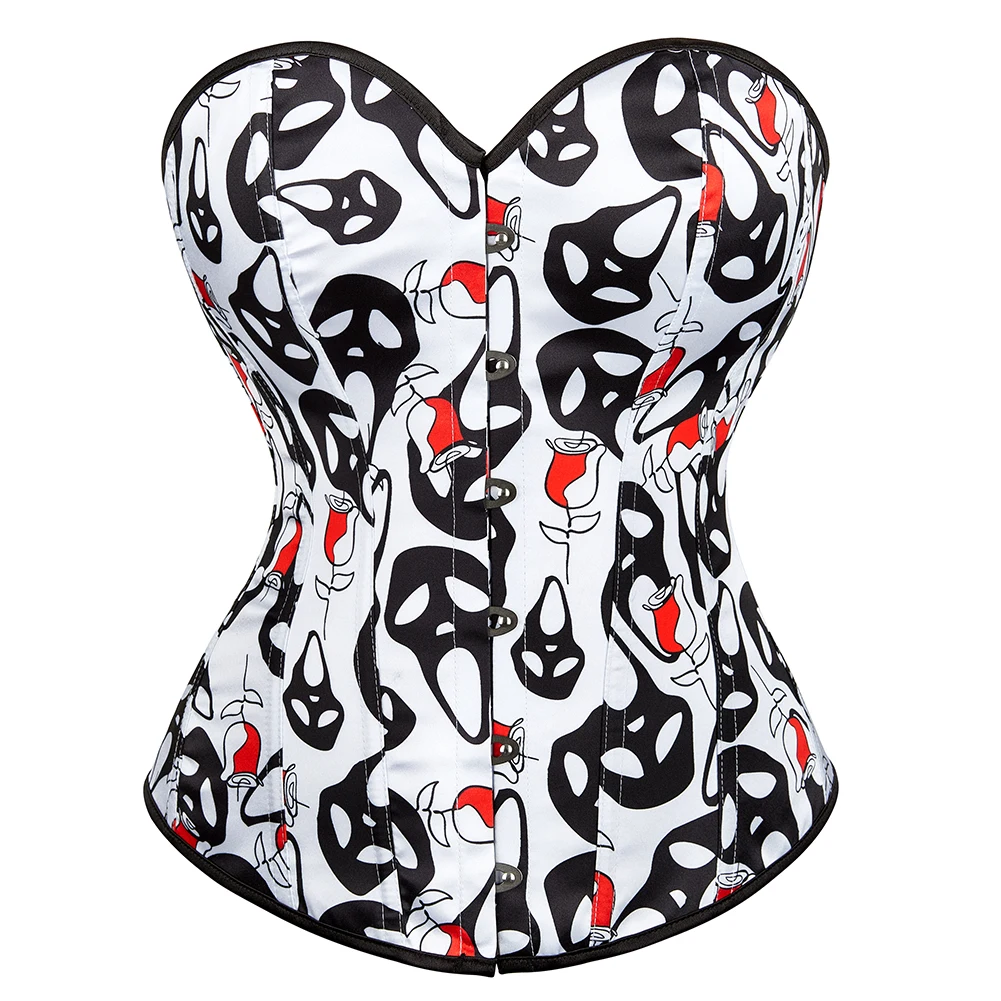 

Сексуальные корсеты для женщин, бюстье, топы, женское белье с принтом тыквы и черепа, костюмы для Хэллоуина, винтажные корсеты, бюстье