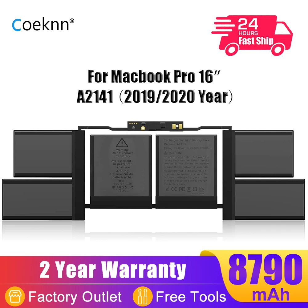 

Аккумулятор Coeknn A2113 для ноутбука Apple MacBook Pro 16 дюймов A2141 (версия 2019 2020) EMC 3347 BTO/CTO MVVJ2xx/A MVVL2LL/A