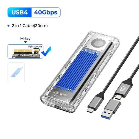 ORICO 40GBPS USB4 M.2 SSD Enclosure 8TB con con ventola di raffreddamento PCIE4.0 NVME NVME ALLUMINO ALLUMINUM COMPATIBILE THUNDERBOLT 3/4 per MAC
