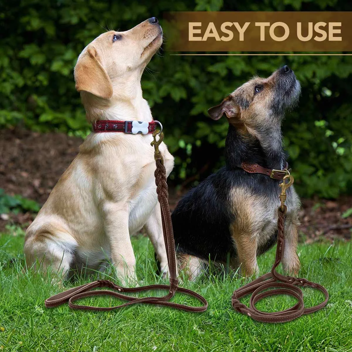 

5.7ft/180cm Real Leather Pet lead Leash Dog Walking Lead Training Traction Rope for Medium Large Dogs Heavy Duty