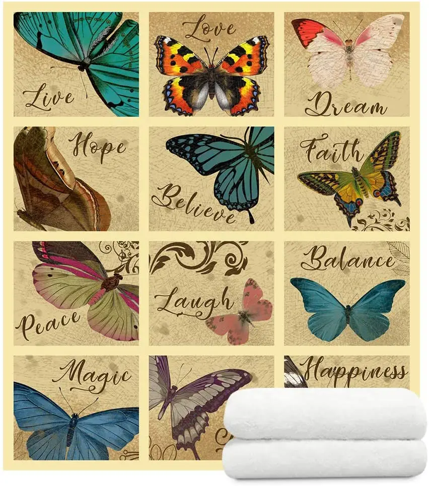 

Butterfly Sherpa Blanket Healing Blankets and Throws with Love and Peace Inspirational Gift Plush Fuzzy Blanket Throw Blankets