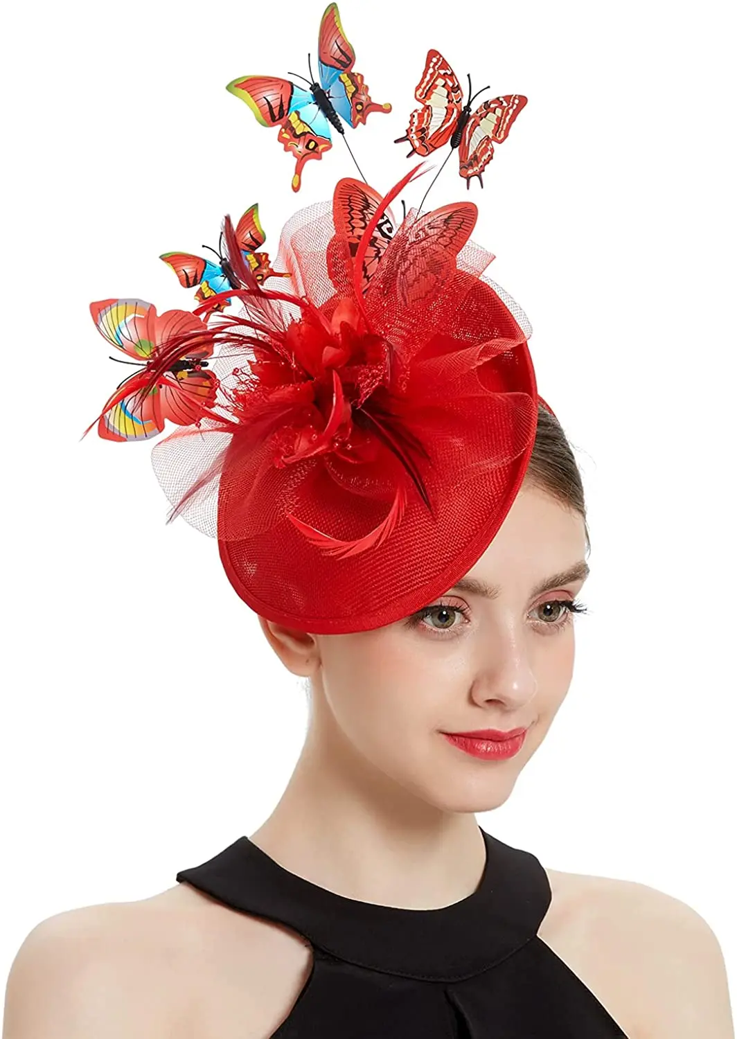 

New Bride Fascinators Hat Tea Party Pillbox Hat Women Elegant Butterfly Fascinator Headband for Kentucky Derby