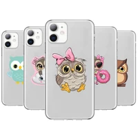cute owl anime style phone case cover for iphone 13 11 pro max cases 12 8 7 6 s xr plus x xs se 2020 mini transparent cell