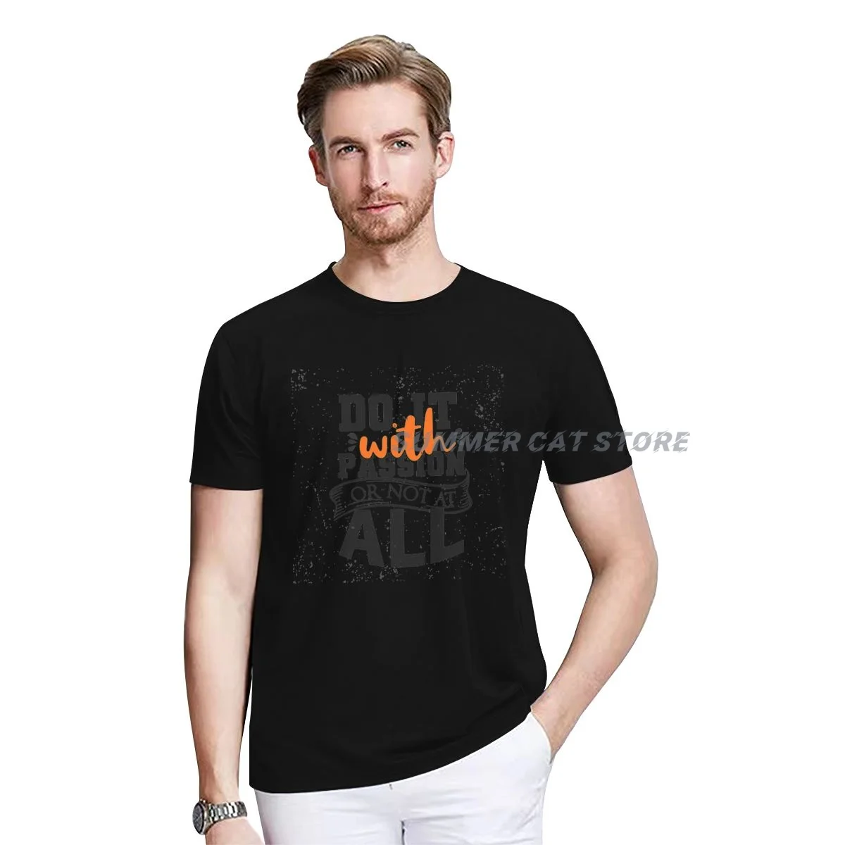 

Hot Sale Do It With Passion Or Not At All T-shirts Cotton Short Sleeve Couple T-Shirt Casual Harajuku Tshirt