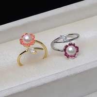 meibapj new arrival fashion real natural small freshwater pearl flower ring fine 925 sterling silver jewelry for women