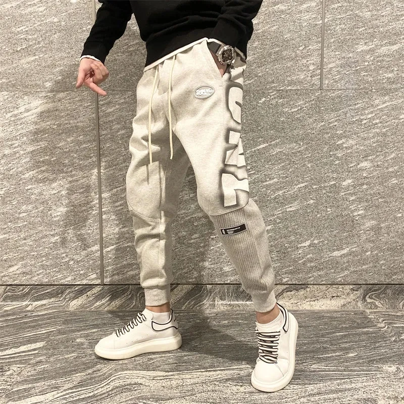 Men' Patchwork Sports Kknitted Casual Pants Trousers Homme