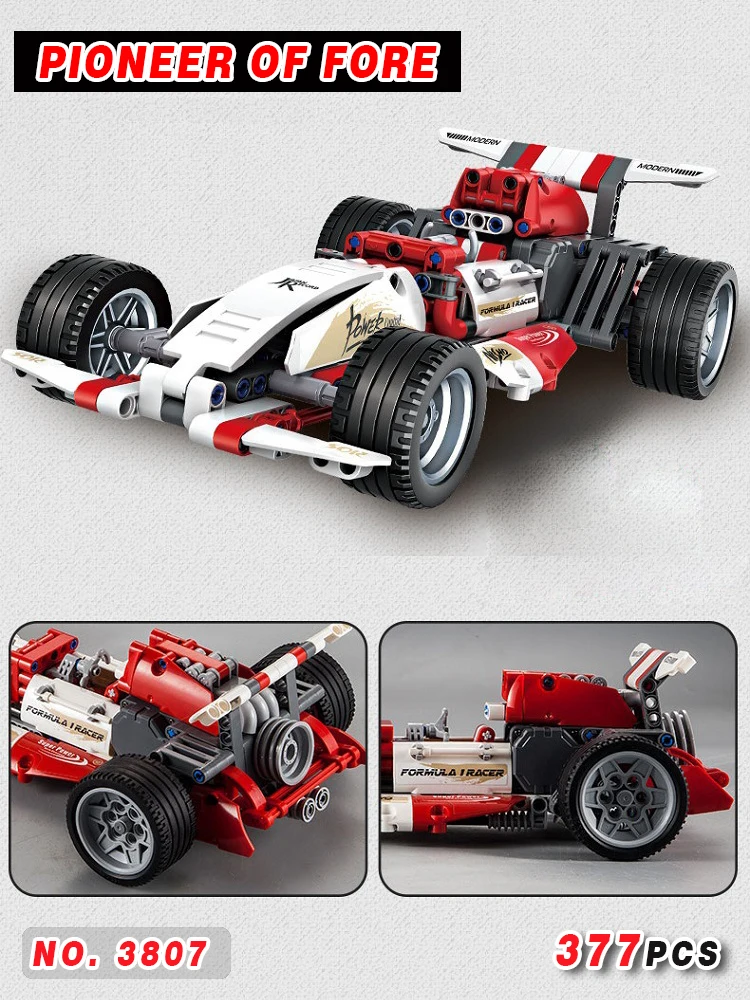 Конструктор гоночный автомобиль с функцией возврата 377 шт. для мальчиков DECOOL 3807