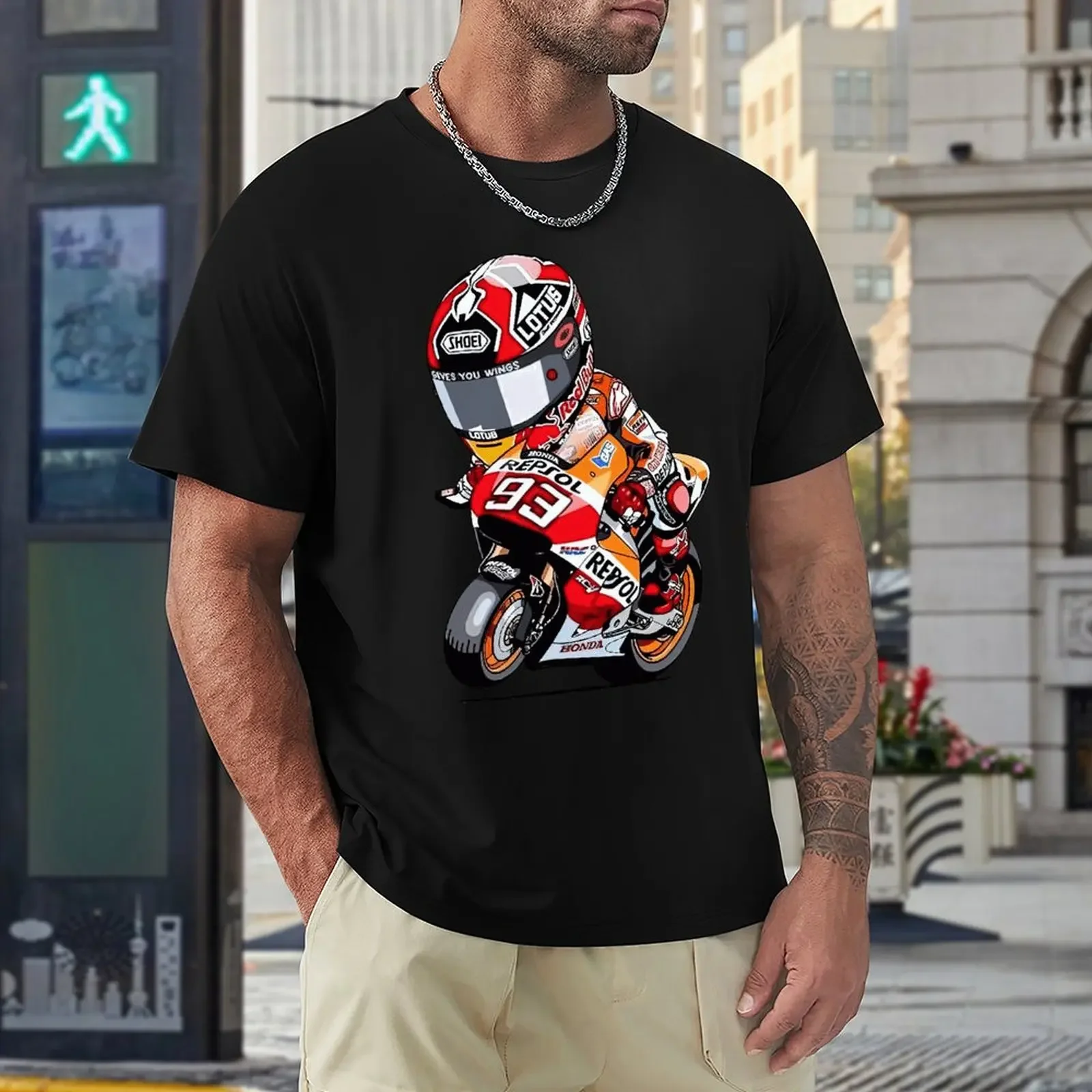 Футболка мужская с коротким рукавом и принтом модная тенниска из хлопка