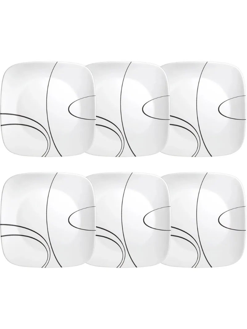 Corelle Simple Lines, Square Dinnerware Set, 6 Piece Set