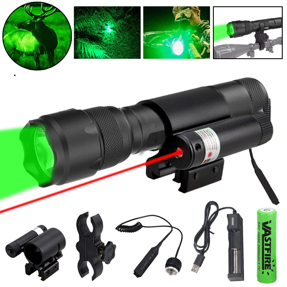 

Тактический красный зеленый свет вссветильник светодиодный охотничий фонарь с креплением для винтовки + зеленый/красный лазерный точечный светильник для оружия