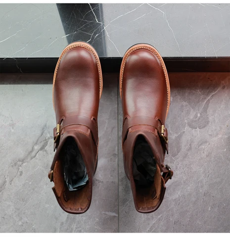 Американские повседневные ботинки инженера, мотоциклетные ботинки, мужские кожаные уличные ботинки, хорошее мастерство