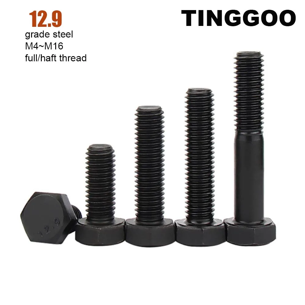 

TINGGOO Болты шестигранные черные легированные сталь 12.9 М4-М16