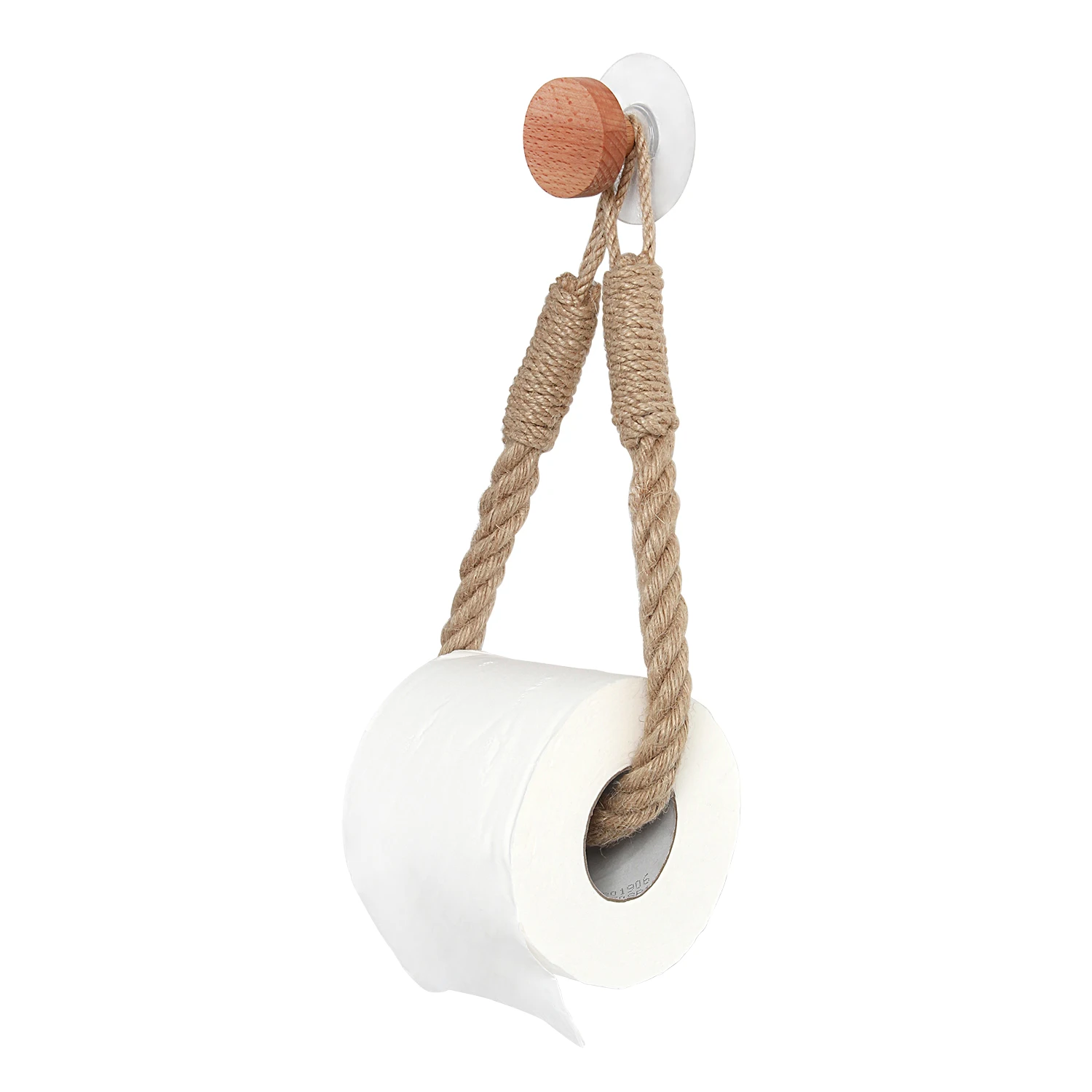 

Natural wood paper holder sticky wall hook retro hemp rope toilet paper holder home hotel bathroom decoration storage rack belt