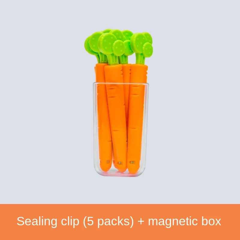 

Carrot seal clip creative kitchen small clip food snack bag seal clip artifact refrigerator magnetic stickers 5 pieces