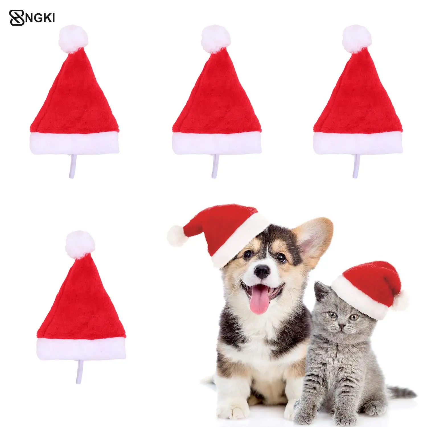 

Шапка для домашних животных, собак, кошек, Санта-Клауса, Рождественский костюм, аксессуары для маленьких собак, кошек, зимняя теплая шапка дл...