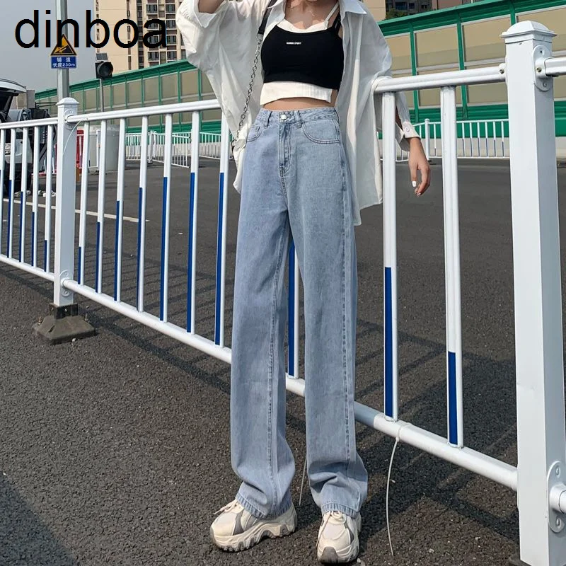 

Dark Blue Jeans Women's Straight Tube Loose High Waist Wide Legs Hong Kong Flavor Chic2022y2k New Autumn Spring and Autumn Pants