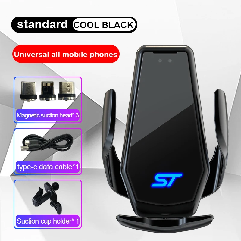 

For Ford ST STLine Focus Fiesta Ecosport Mondeo Kuga Fusion Smart Wireless Charging Universal Car Phone Holder Accessories