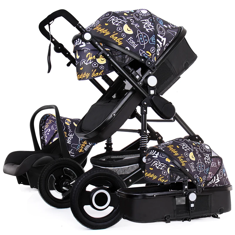 High Landscape Baby Stroller 3 in 1 With Car Seat and Luxury Infant Set Newborn Trolley 7 Gifts | Мать и ребенок