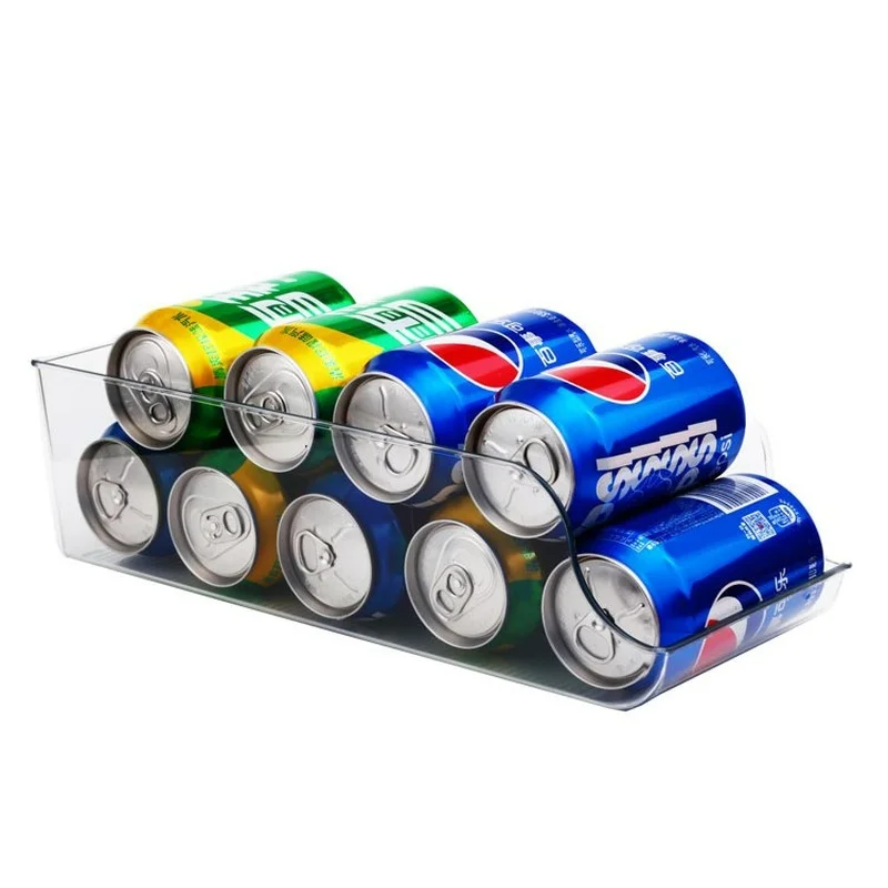 

Refrigerator Bins Soda Organizer Can Dispense Clear Plastic Canned Drinks Storage Rack Beverage Storage Box for Home Kitchen