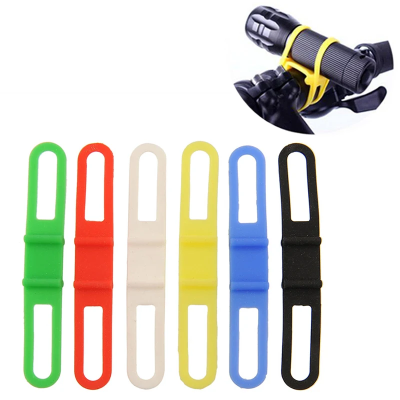 2pcs Bicycle Light Stand Bicycle Handlebar Silicone Strap Phone Holder Elastic Tie Rope Flashlight Torch Bandage cycling