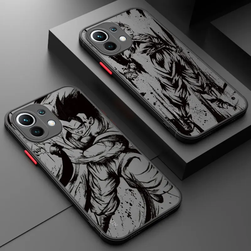 

Matte Phone Case for Xiaomi 12 11 Lite 11T 10T POCO X3 X4 NFC M5 Silicone Covers DBZ Goku Gohan