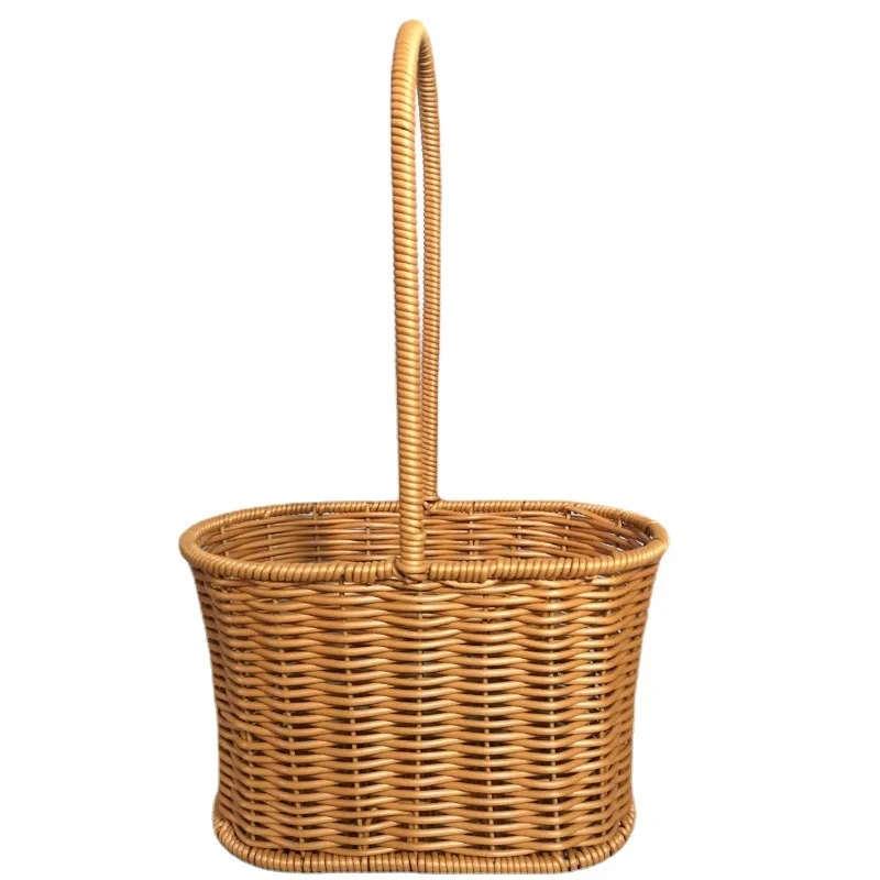 

CAMIGEL Handmade Rattan Flower Basket Storage Basket with Handle