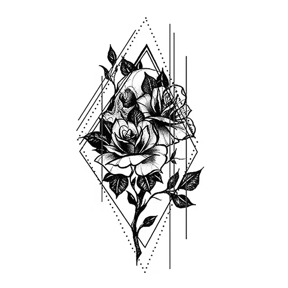 Цветок Роза вспышка искусственная Татуировка змея Единорог бабочка Временная