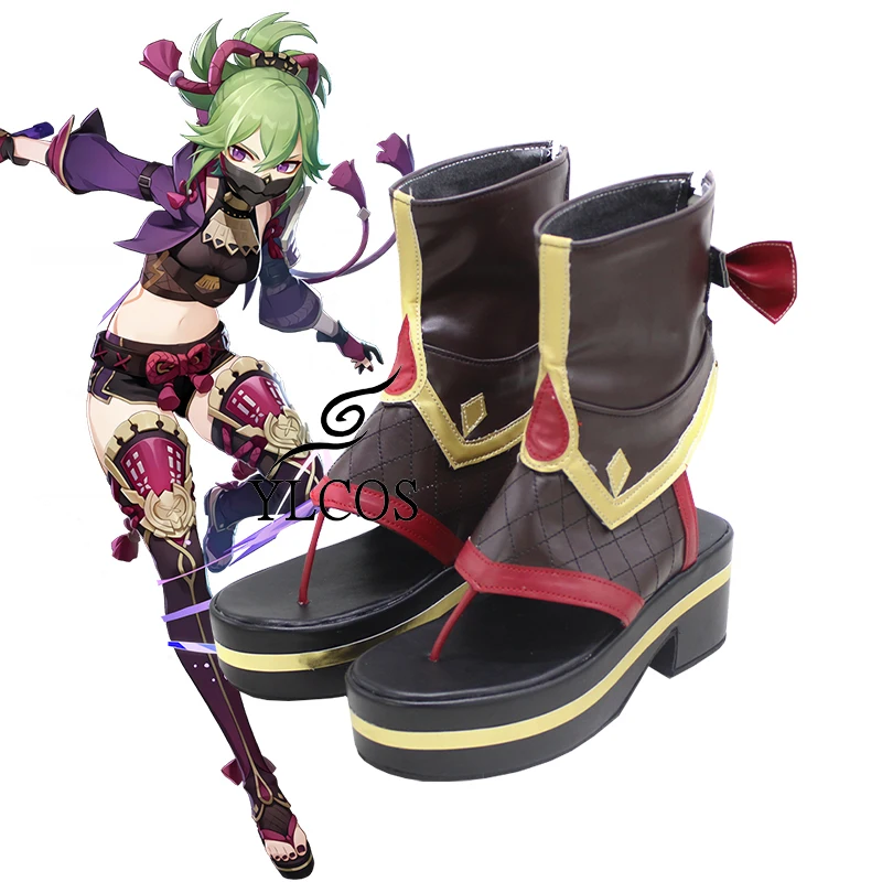 

Игровая обувь для косплея Genshin Impact Kuki Shinobu, ботинки для хэллоуивечерние на заказ