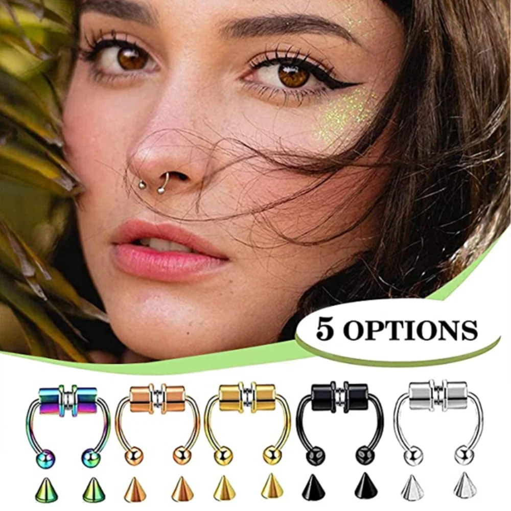 

Stainless Steel Magnet Nose Ring Horseshoe Ring Nose Clip Non-pierced Nose Hoop Magnetic Nose Nail piercing nariz piercing