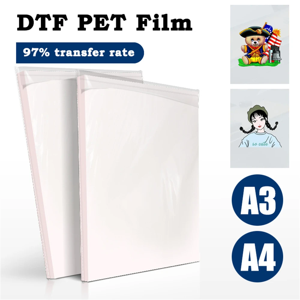 

100 Sheets A3 A4 Size Colorsun DTF PET Film For R1390 L1800 DX5 DTF Printer DTF ink DTF Transfer Printing Machine