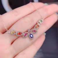 foydjew new personalized elegant color treasure jewelry inlaid simulation tourmaline necklaces full zircon luxury chain pendant