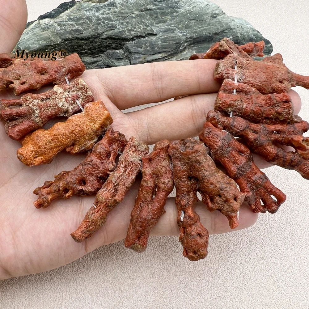

Top Drilled Large Irregular Natural Gems Red Coral Nugget Pendant Beads For DIY Jewelry Making 18INCHS MY230936