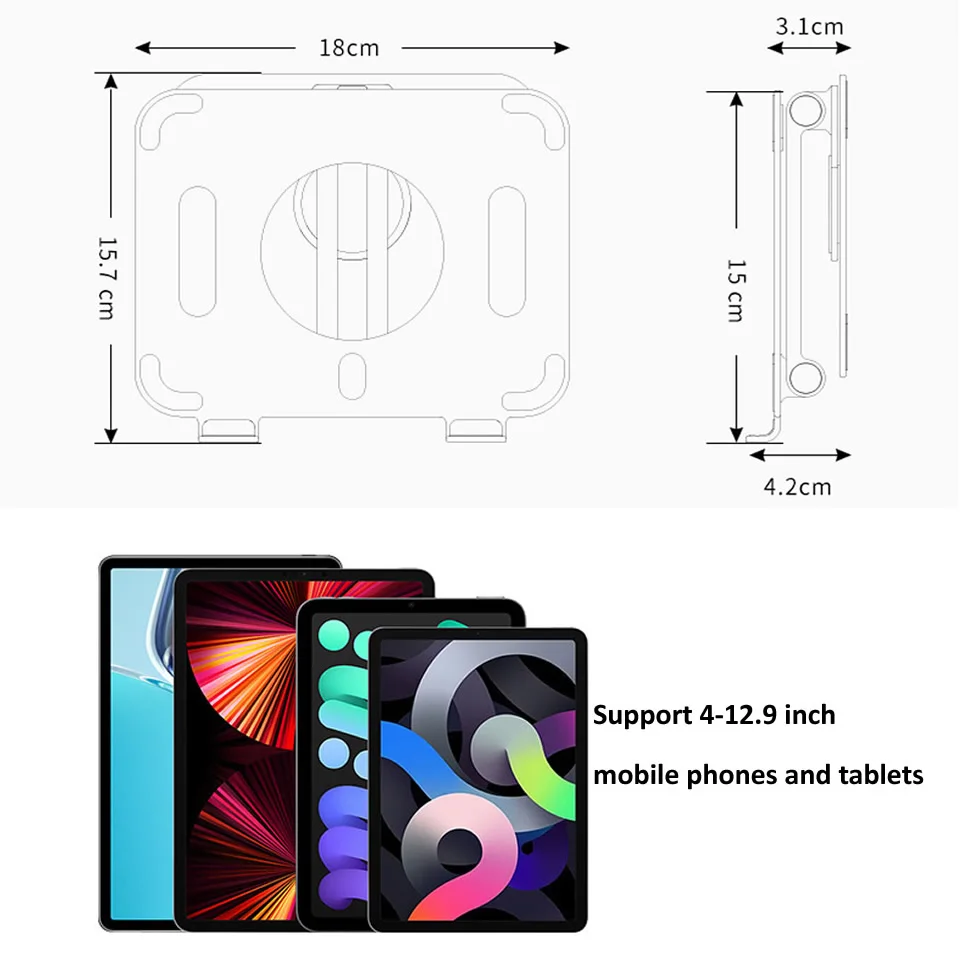 Настольная подставка для планшета, вращающаяся на 360 градусов, регулируемая по высоте, складной держатель для телефона 4-13,9 дюймов, iPad, планш...