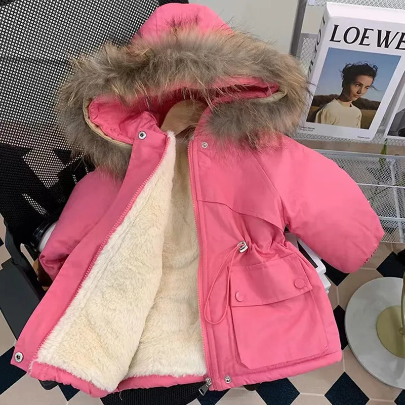 

Новые детские парки, зимняя куртка с капюшоном для девочек, зимнее пальто, детские теплые плотные бархатные пальто с капюшоном, повседневная верхняя одежда