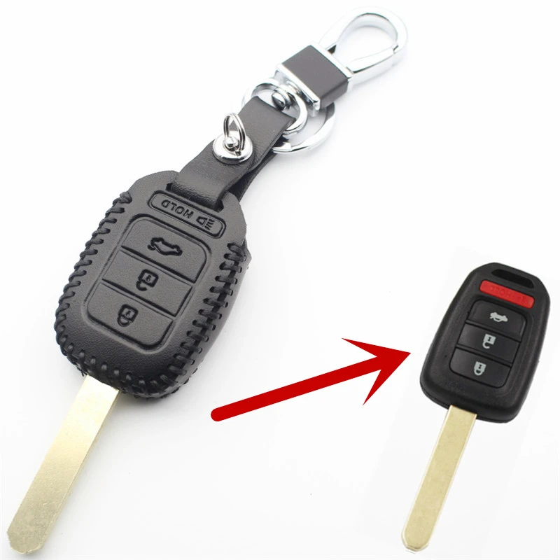 FLYBETTER натуральная кожа 4-кнопочный чехол для дистанционного ключа для Honda Accord/Civic/Crv/Jazz/HRV/Vezel, Стайлинг автомобиля L406