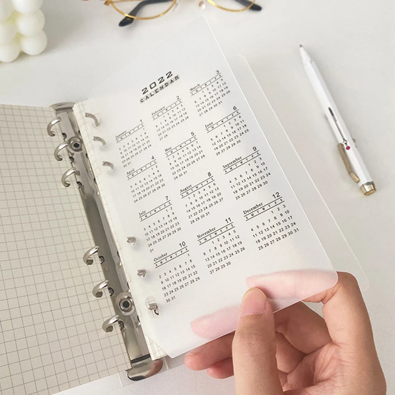 

10PCS/Lot A5 A6 2022 Calendar PP Divider Loose Leaf Notebook Planner Index Sheet Binder Category Planner Filofax Inner Clip