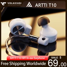 ARTTI T10 in-ear HIFI Earphone 14.2mm Planar Driver Headset with Detachable 0.78 2pin Connector 3.5/4.4mm Plug Cable Earbuds